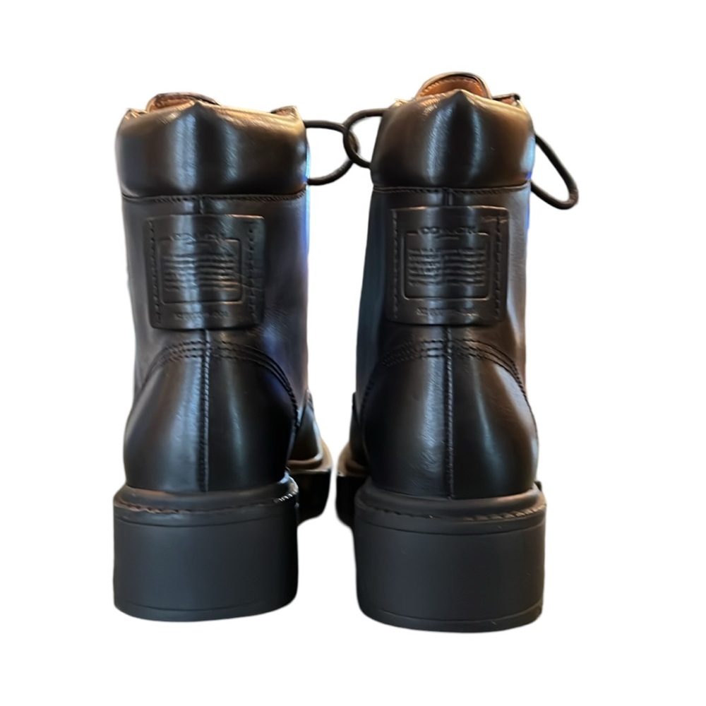 Coach Lorimer Black Leather Bootie Classic Military Combat Boot Size 8 New - Picture 9 of 13